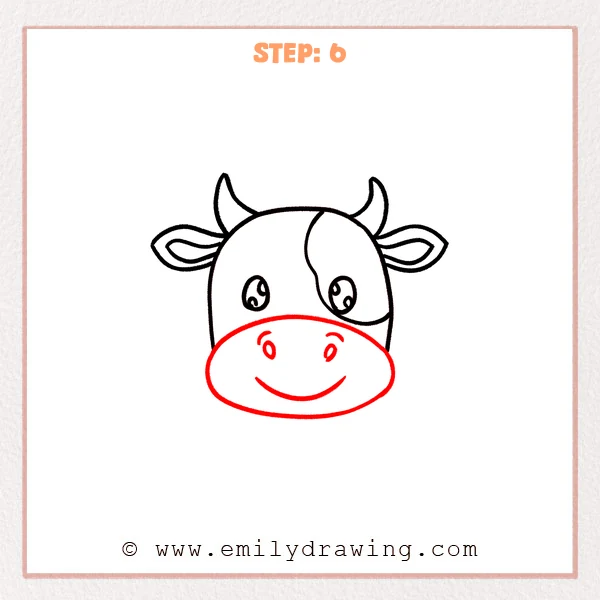 how to draw a cows face - Step 6